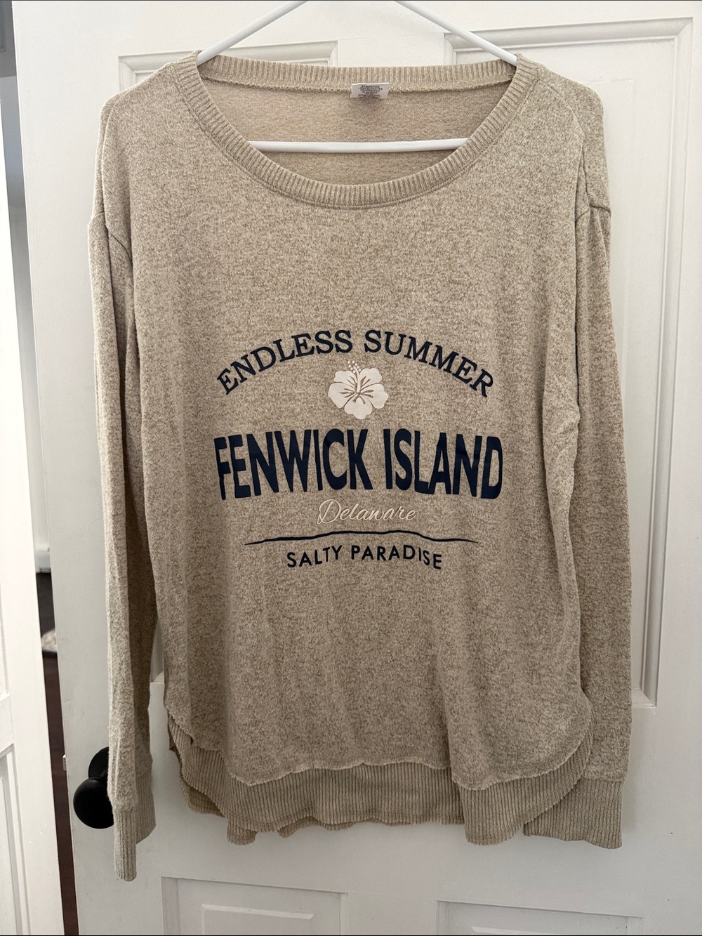 Fenwick Island Beige Graphic Pullover Sweatshirt